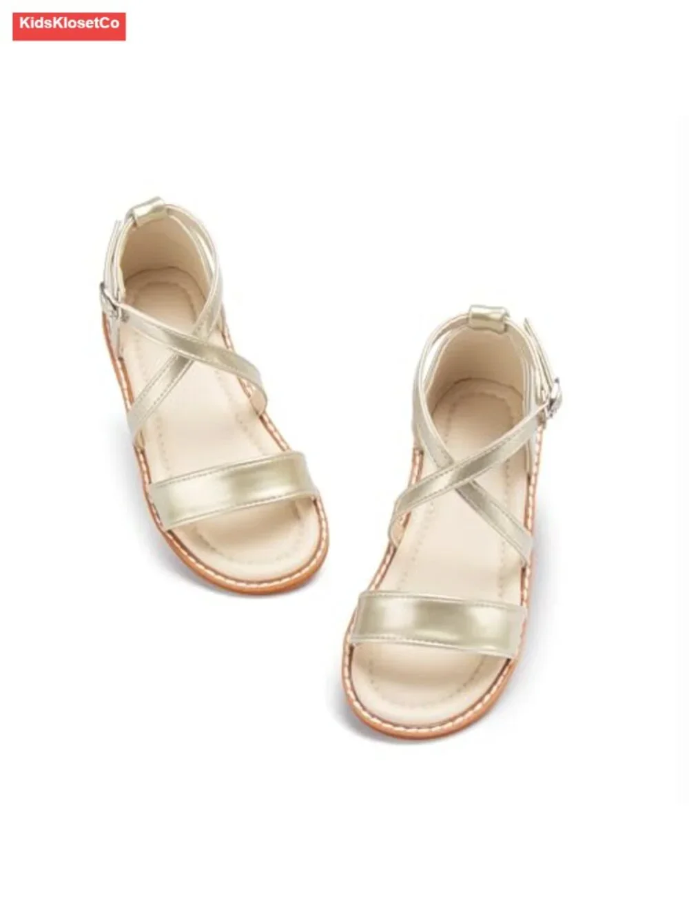Toddler Girls Cross Strap Sandals Hook Loop Floral Flats